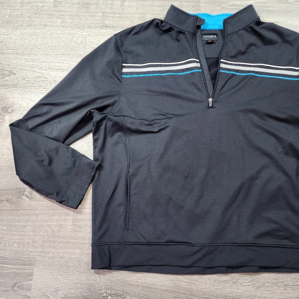 CHASE 54 Pullover Quarter Zip Black Blue Men's 2XL